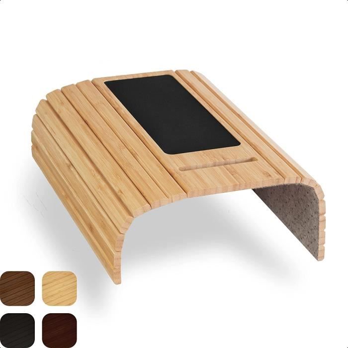 Plateau De Canapé Pliable En Bambou - Surface Antidérapante, Portable, Pour Téléphone, Collations, Boissons
