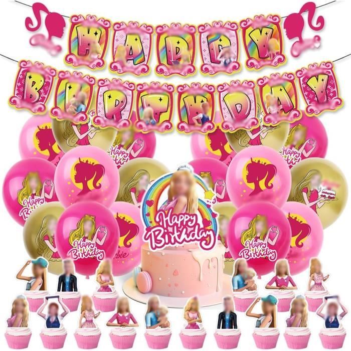 Barbie Anniversaire Décoration, 36 Pcs Barbie Fêtes Décorations Bannière De  Joyeux Anniversaire Topper De Gâteau Ballons Pour[H5377] - Cdiscount Maison
