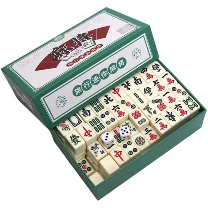 Coffret Ancien Mahjong Chinois Traditionnel 144 Tuiles Jeu Complet