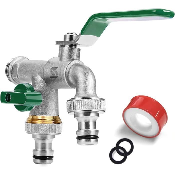 Robinet Double De Jardin,Robinet Avec 2 Sorties 3-4