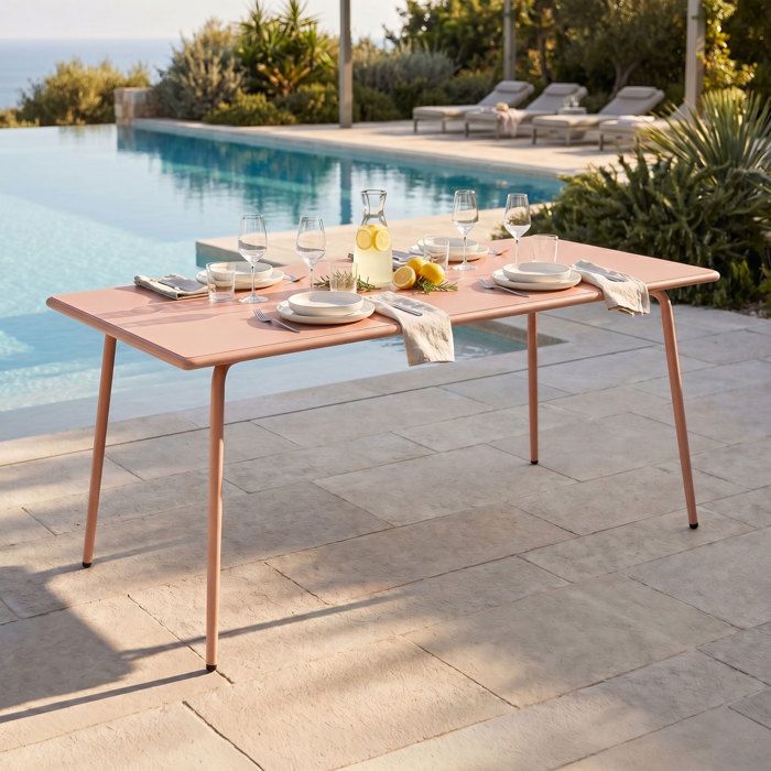 Table de jardin 180x90x73 cm en métal terracotta - BACA