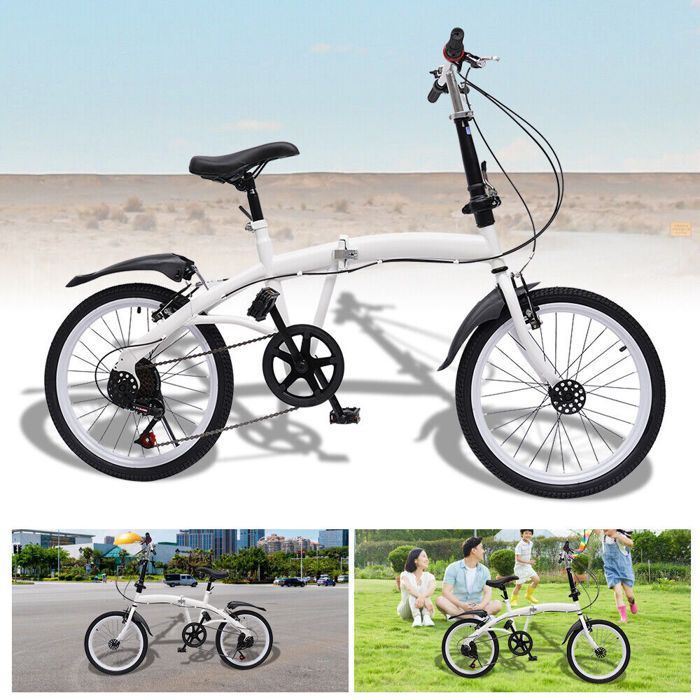 Vélo pliable de ville, 50,8 cm, porte-vélo pliable portable, 7 vitesses, double frein V pour homme, femme, enfant, taille unique