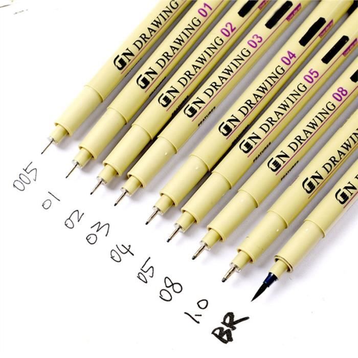 8 pcs Noir Micron Fine Liner Dessin Encre Stylos Fournitures De Papeterie pour Adultes Enfants