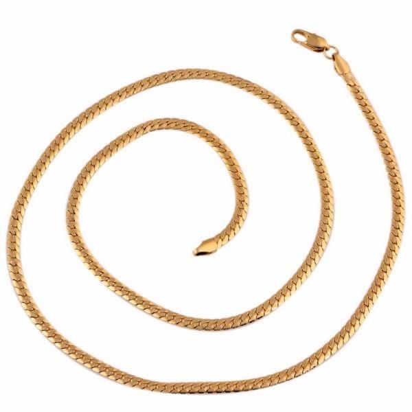 Collier femme maille serpent plate en plaqué or