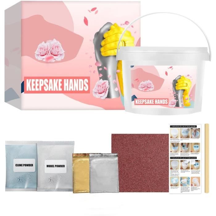 Kit Moulage 3D Empreintes Mains Bébé Couple - Plâtre, Poudres Colorées, Souvenir Unique Anniversaire
