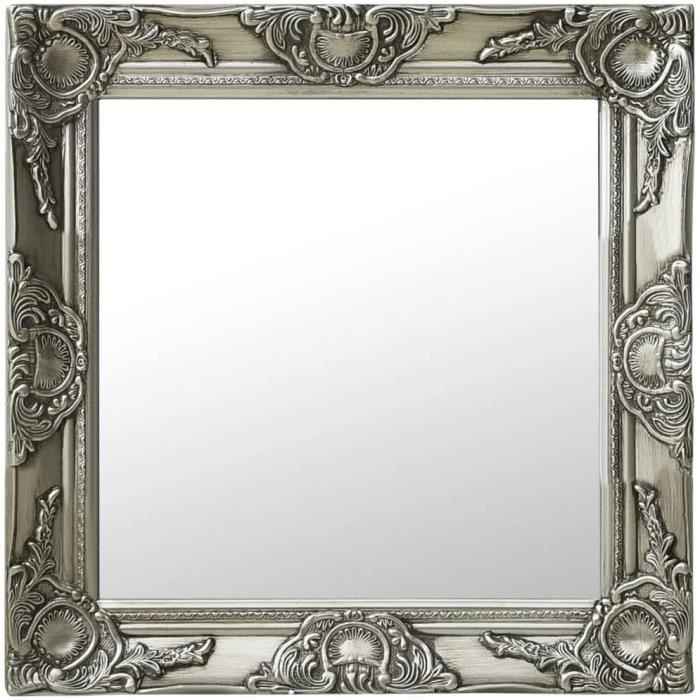 Miroir Mural Style Baroque 50x50 CM Argenté Miroir Bois Miroir Mural Carré Miroir Baroque Miroir Vintage Miroir Art Deco DéCor[573]