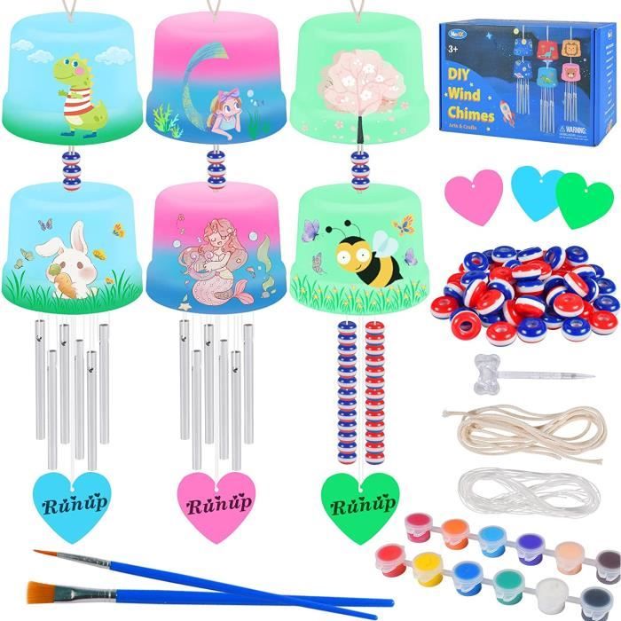 Kit DIY Décoration Kit DIY Carillons à Vent Arc-en-Ciel - 12 Pièces - Loisir Créatif Enfant - Fonyet Carillon Bois