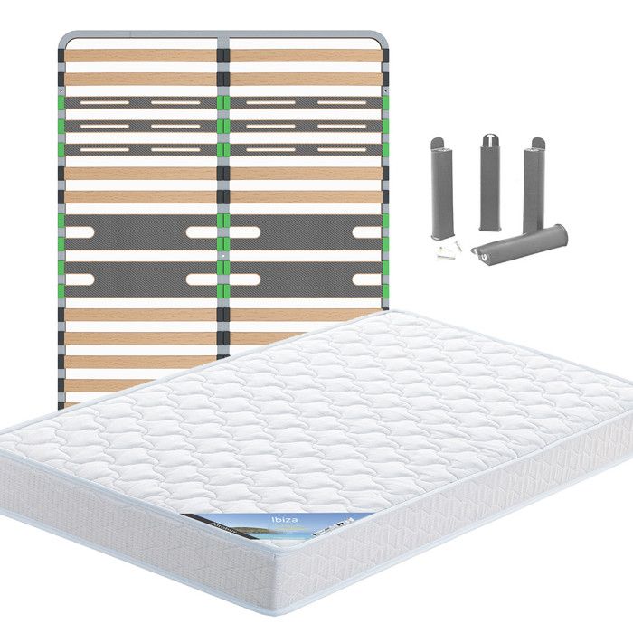IBIZA - Pack Matelas + AltoZone 120x190 + Pieds