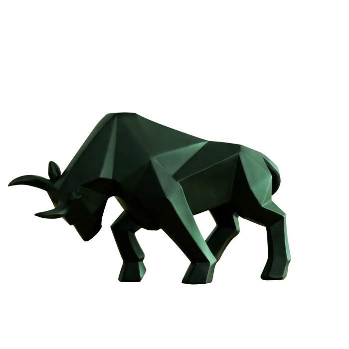 Statue Taureau Noir Decoration Style Cubique Objet Design Moderne Cdiscount Maison