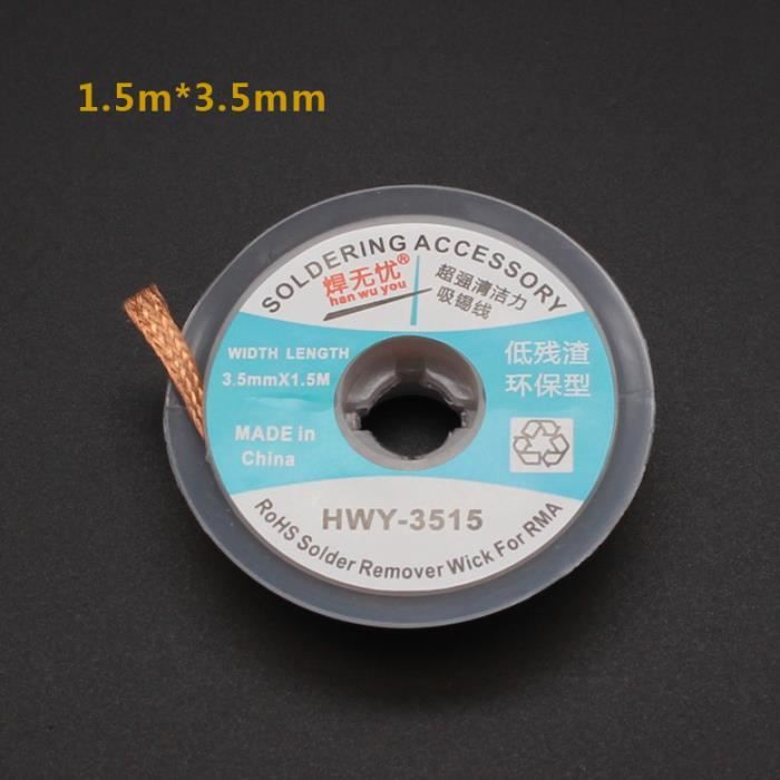 Fil Dessoudage électronique Set De 6 Bobines De Tresse à Dessouder EDI- TRONIC - Cuivre, Diamètres 0.5mm à 3mm, 1.5m Par Bobine Mèche Dessoudage 1.5m