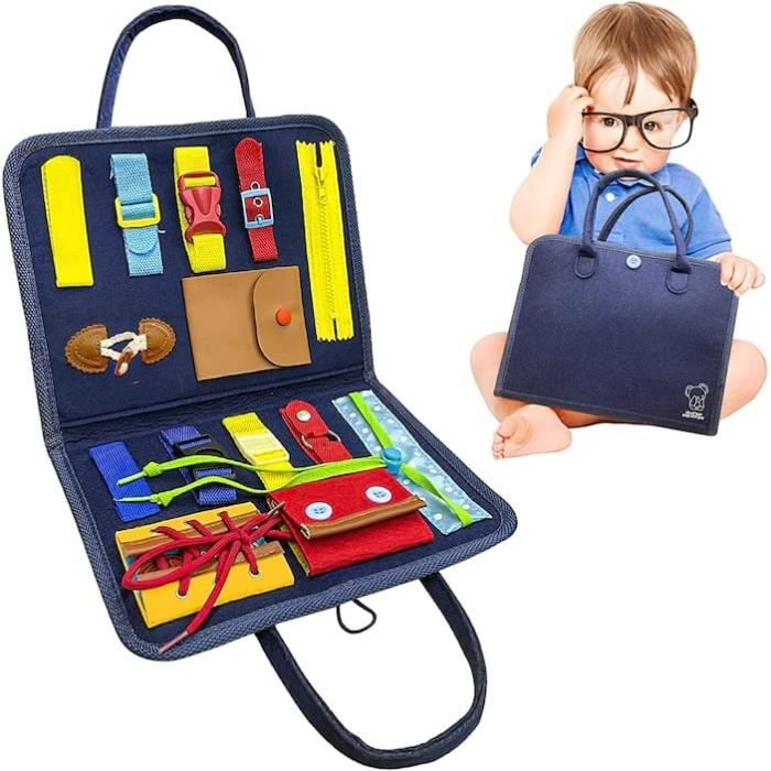 Busy Board Montessori - Jeu éducatif 20 Activités - Motricité Fine 1-4 Ans - Dinosaures & Animaux Marins