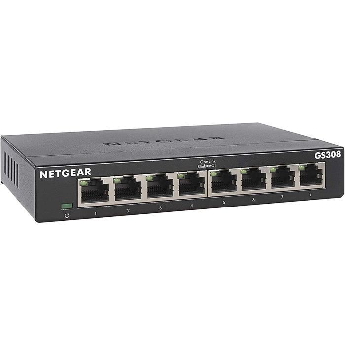 Switch Ethernet 8 Ports RJ45 Métal Gigabit (10-100-1000), switch RJ45 pour  une Connectivité Simple et Abordable pour les Petit[61] - Cdiscount  Informatique