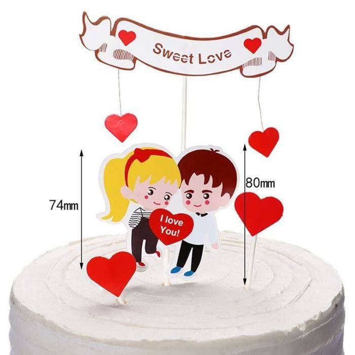 4 1 Ensemble Decoration De Gateaux De Mariage Amour Coeur Doux Amoureux Gateau Topper Pour Anniversaire Saint Valentin Fete De Mari Cdiscount Maison