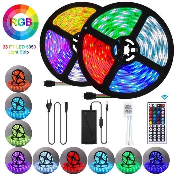 Bande Led 5M 5050 RGB,Bande Flexible Lumineux Strip Light IP65 3A 12V Avec 44 Touches T/él/écommande Infrarouge,Lumi/ère dAmbiance D/écoration LED Ruban Multicolore