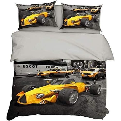 Housse de couette 220X240CM Motif voiture de course Super Sportwag Avec
