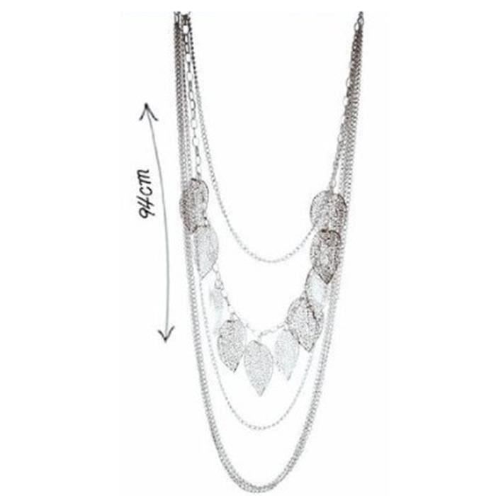 Collier-sautoir femme fantaisie argent longue festival de bohemian vintage bijoux double chain statement necklace HH4359 COSwk10995