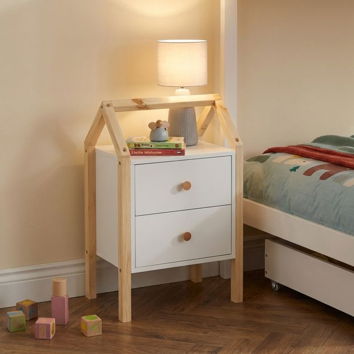 Table de chevet TINY blanc 2 tiroirs