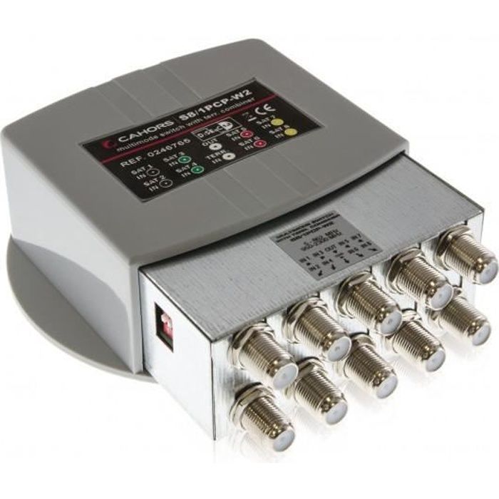 Commutateur DiSEqC EDISION 8 Entrées/1 Sortie - Pour Antenne Satellite - Zinc Nickelé - 950-2150MHz