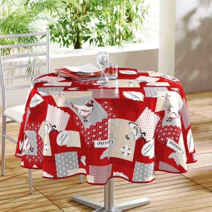 Cdaffaires Nappe Ronde 0 160 Cm En Toile Citee Pvc Galipi Rouge Achat Vente Nappe De Table Cdiscount