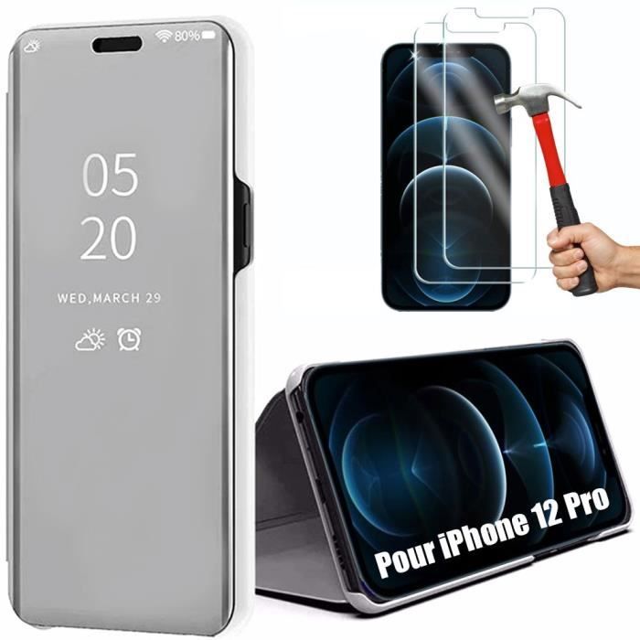 Coque Compatible Avec IPhone 12/12 Pro Avec 2 Verres Trempés Protection