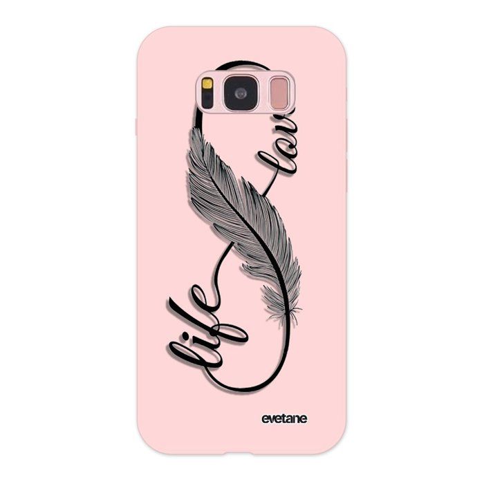 Coque pour Samsung Galaxy S8 Silicone Liquide Douce rose pâle Love Life Ecriture Tendance et Design Evetane