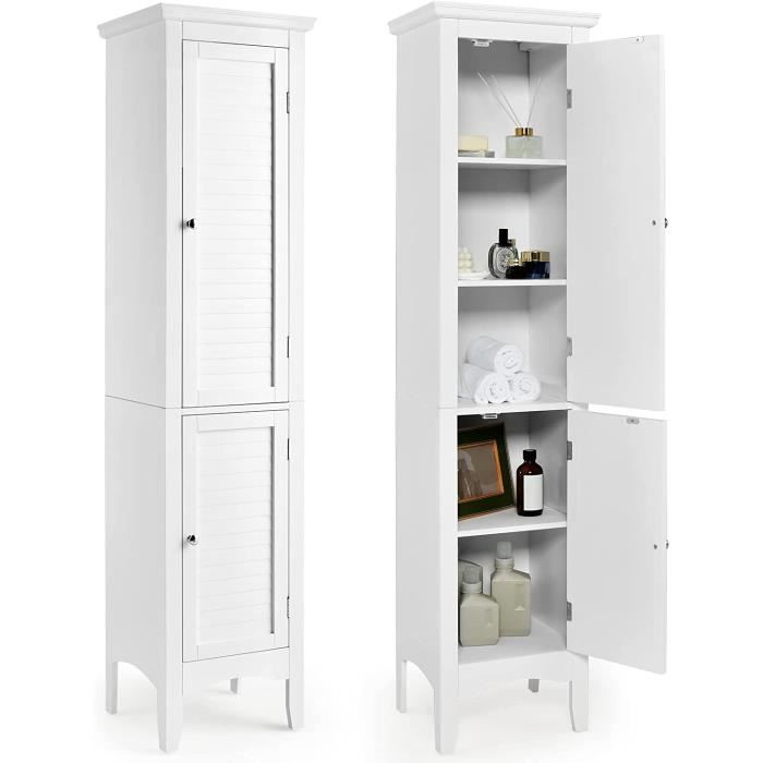 Armoire De Salle De Bain Blanche Avec Panier à Linge – Rangement Spacieux Et Design Moderne