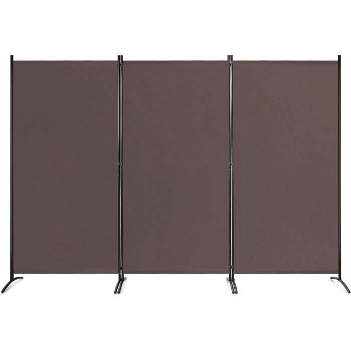 Paravent Autoportant Sur Roulettes 184x184 Cm - Séparateur De Pièce, Cadre Métallique, Tissu Polyester