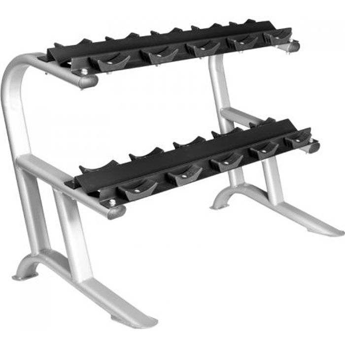 rack de rangement pro pour haltères - gorilla sports - 2 étagères en caoutchouc - universel - solide