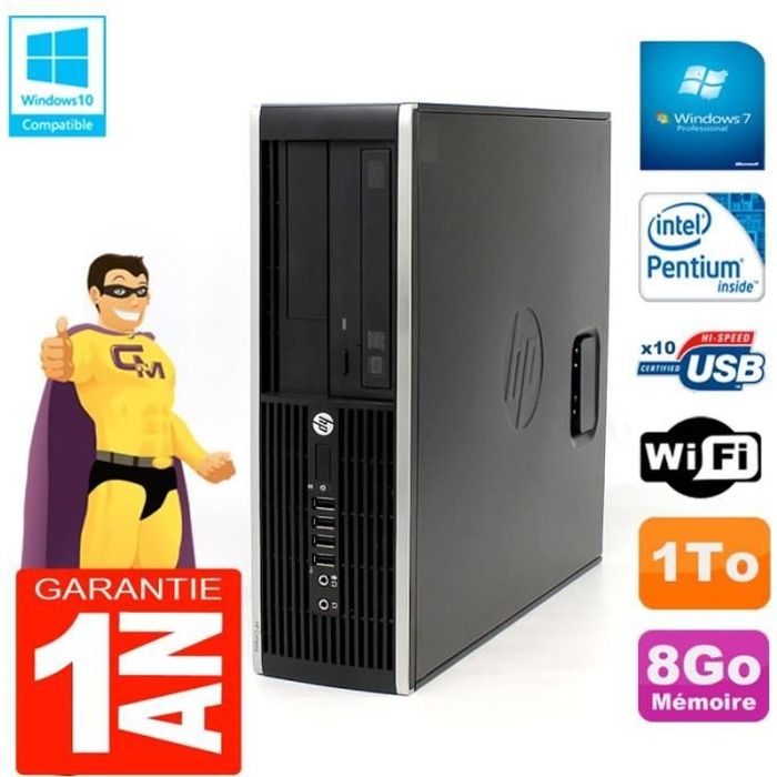 PC HP Compaq Pro 6200 SFF Intel G840 RAM 8Go 1To Graveur DVD Wifi W7