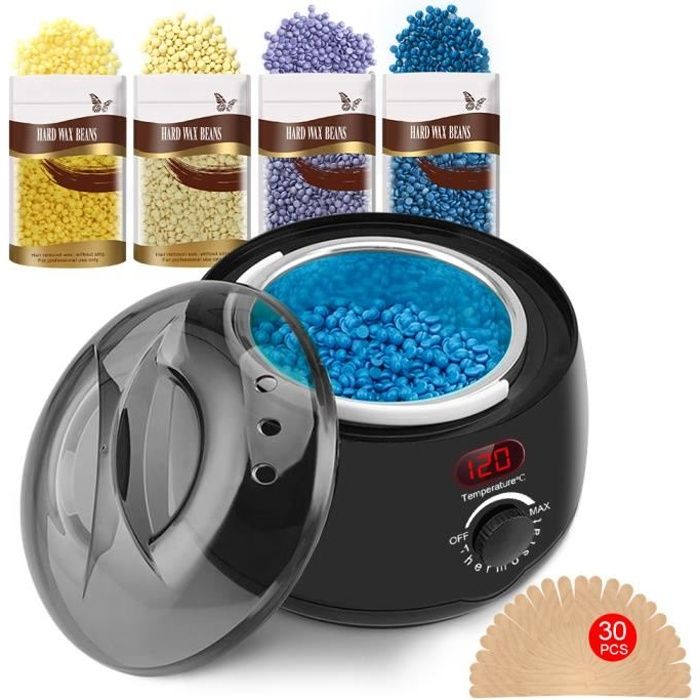 Kit épilation Cire Chaude 500ml Pro Wax - Neuf Avec 4 Haricots Et 10 Spatules