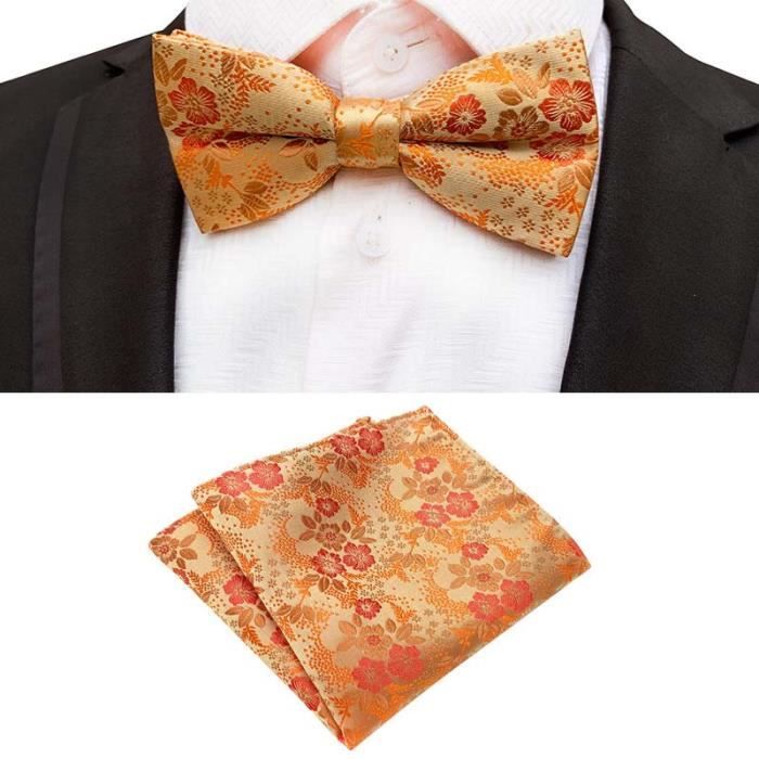 Nœud papillon - Soie tissée Jacquard en pêche uni foncé