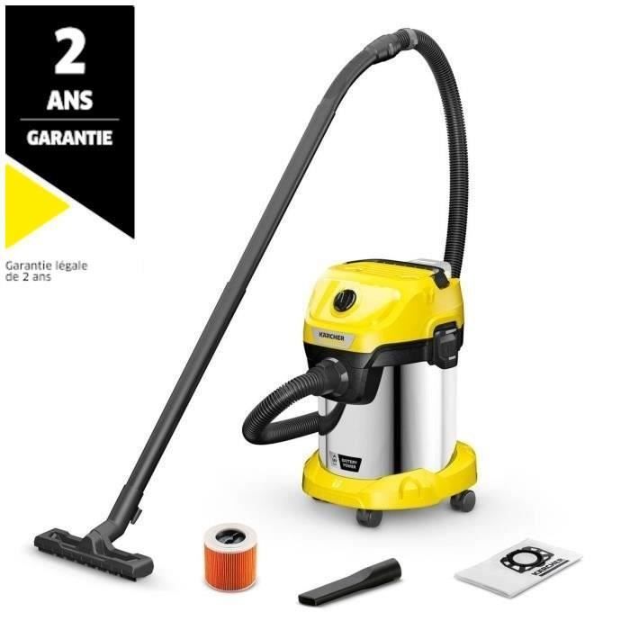 Aspirateur eau et poussières sans fil KARCHER WD 3-18 S V-17/20 - Acier - 17 l - Jaune