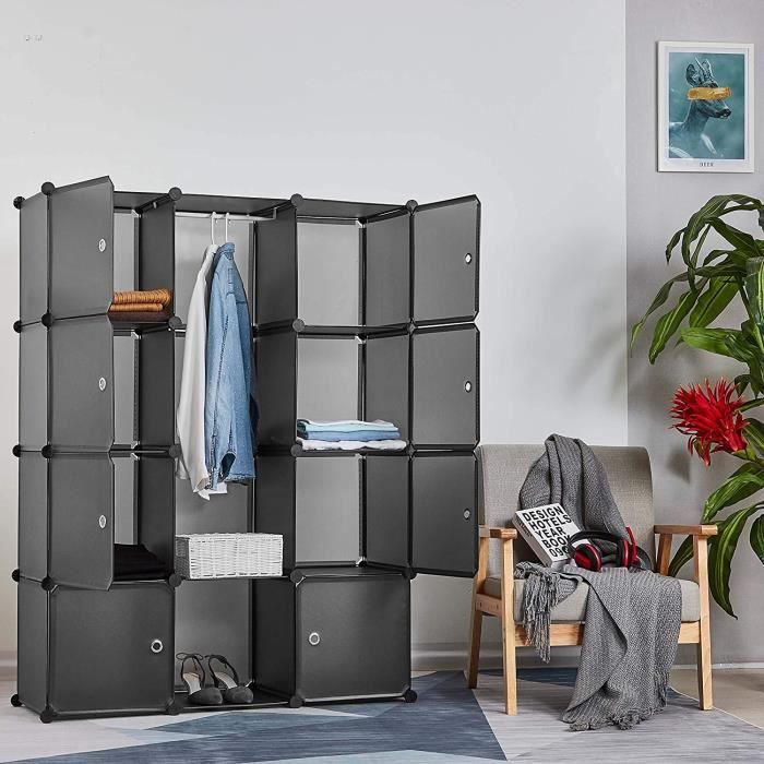 Armoire Penderie Portable Étagère de Rangement Cubes de Stockage Modulaire  - Vêtements - Accessoires - 12 cubes - Gris - Meerveil - Cdiscount Maison