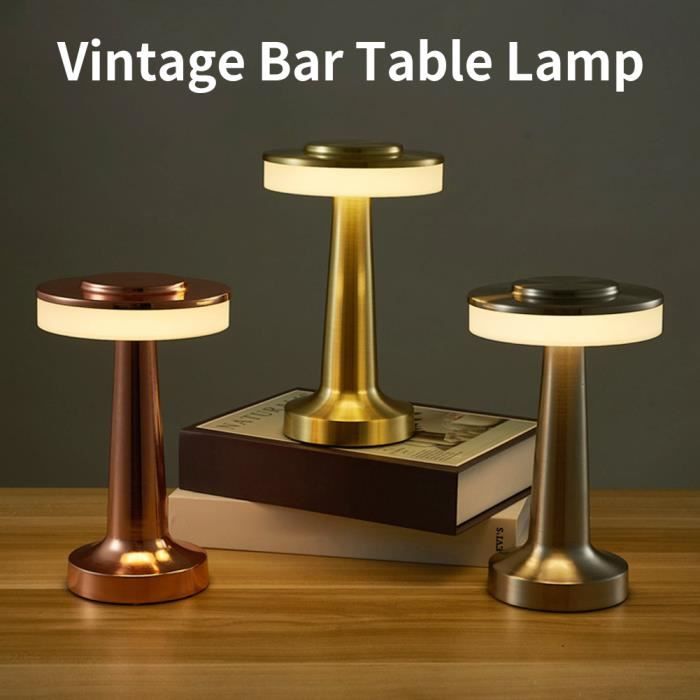 Lampe de Table - MOMOTOU - Vintage - Rechargeable - 3 Niveaux de Luminosité - Argent