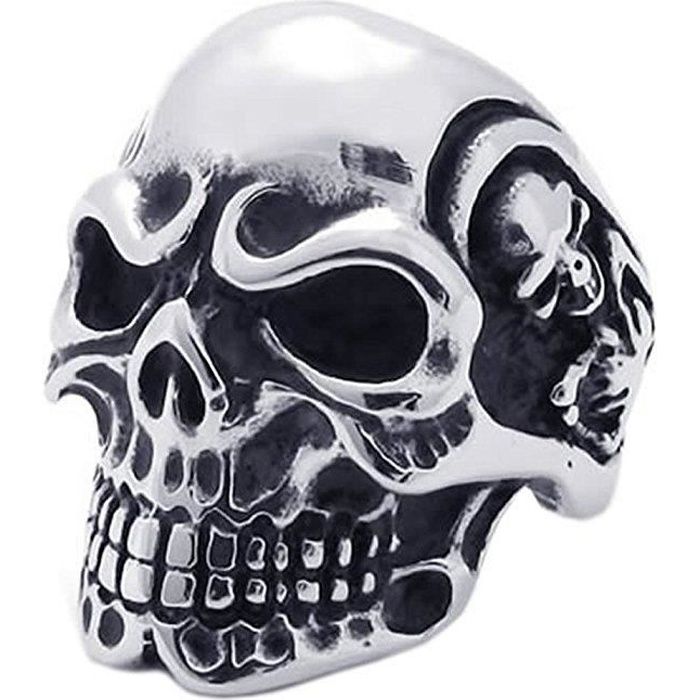 Homme Or 3D OL Tête Crâne Bague Acier Inoxydable Motard squelette gothique Taille 8-13