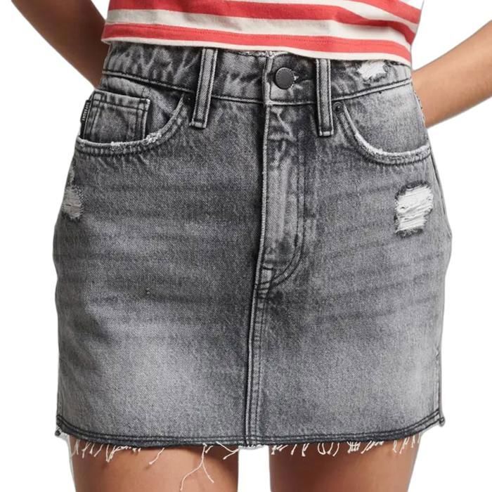 ONLY Jupe Midi Bianca Denim Washed Black - Jean Taille Haute | Look Décontracté & Tendance | Poches & Fente Avant | Must-Have Printemps-Été