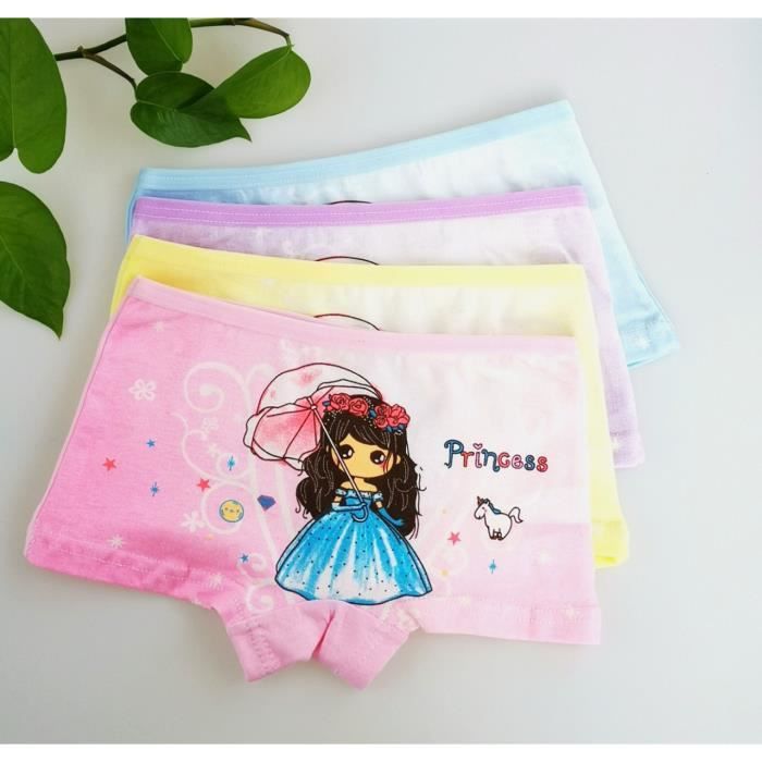 4 Paquet sous-vêtements Filles Culotte Enfants Boxer Slip Fille Coton  Caleçon Bébé 2-10Ans