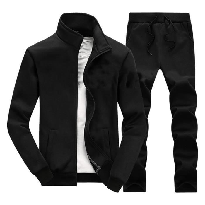 Survêtements de Sport Homme - Plaine - Fermeture éclair Complète - Noir