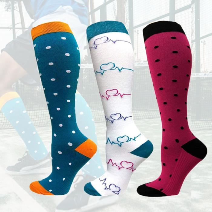 Chaussettes de Compression Médicale - Running - Blanc et Multicolore -  Adulte - Pour Hommes et Femmes Multicolore - Cdiscount Sport