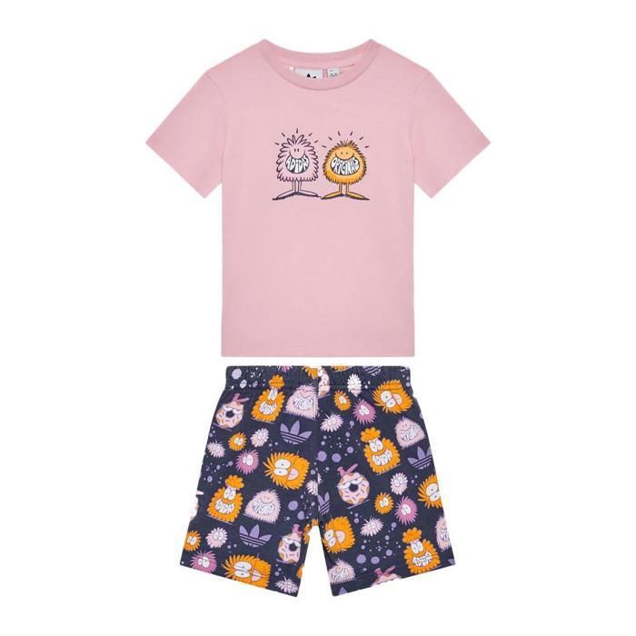 CHAUSSURES DE BASKET-BALL ADIDAS SHORT TEE SET COMPLET FILLE ROSE HC1985