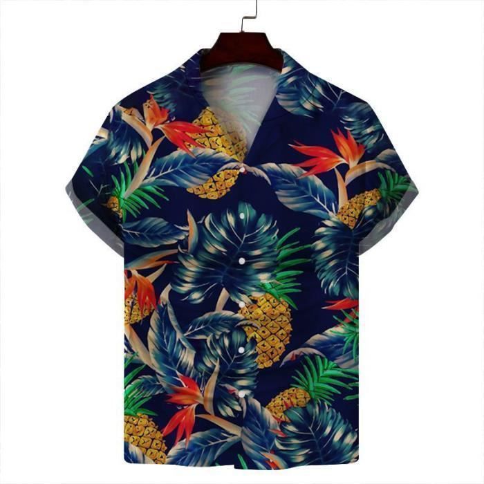 Chemise Hawaïenne Homme - INSFITY - Imprimé 3D Cocotier - Manches