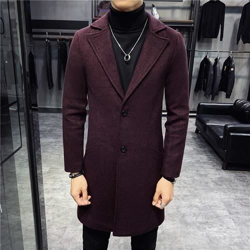 Trench-Coat Homme Long Décontracté Coupe Slim Double Boutonnage - Manteau Hiver