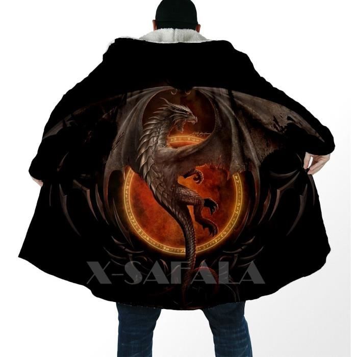 Manteau Fourrure Ample Homme Revers Hip-hop Imprimé - Noir - Neuf Avec étiquettes - Tendance