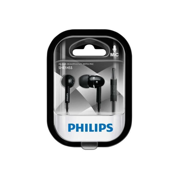 Philips SHE1455BK Écouteurs avec micro intra-auriculaire jack 3,5mm noir