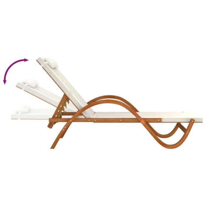 lex chaise longue avec coussin blanc textilène-bois massif peuplier - qqmora - bkh1544