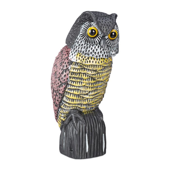 Épouvantail Décoratif Chouette Hibou avec Tête Rotative Anti Pigeons