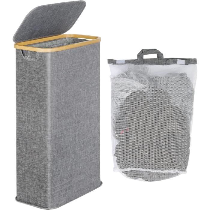 Panier à Linge Fin Pliable ZERO JET LAG - 45 L, Noir, Avec Poignées, Pour Rangement étroit (38x20x56 Cm) - 6