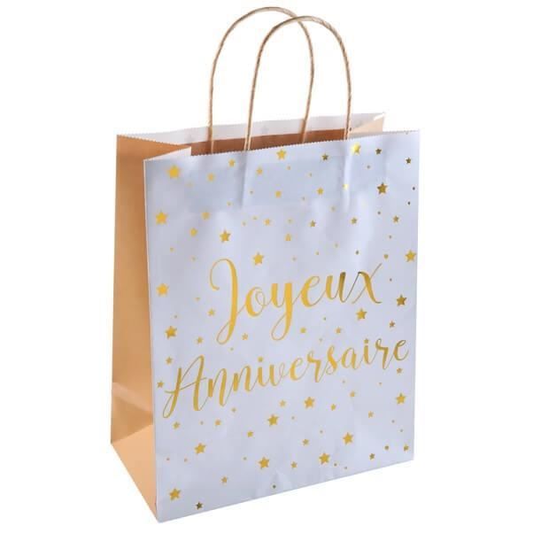 Sac cadeau anniversaire blanc et or (x1) REF/6222 - Cdiscount Beaux-Arts et Loisirs  créatifs