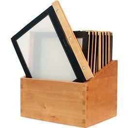 Boite protège-menus cadre en bois 20 porte-menus Securit noir - Format A4