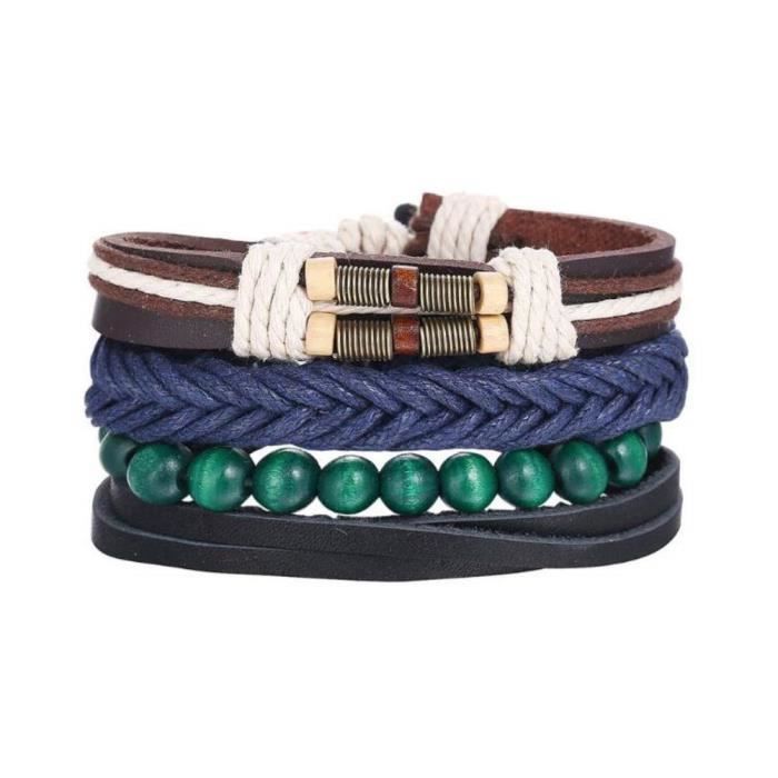 Bracelet homme cuir et turquoise Clearance